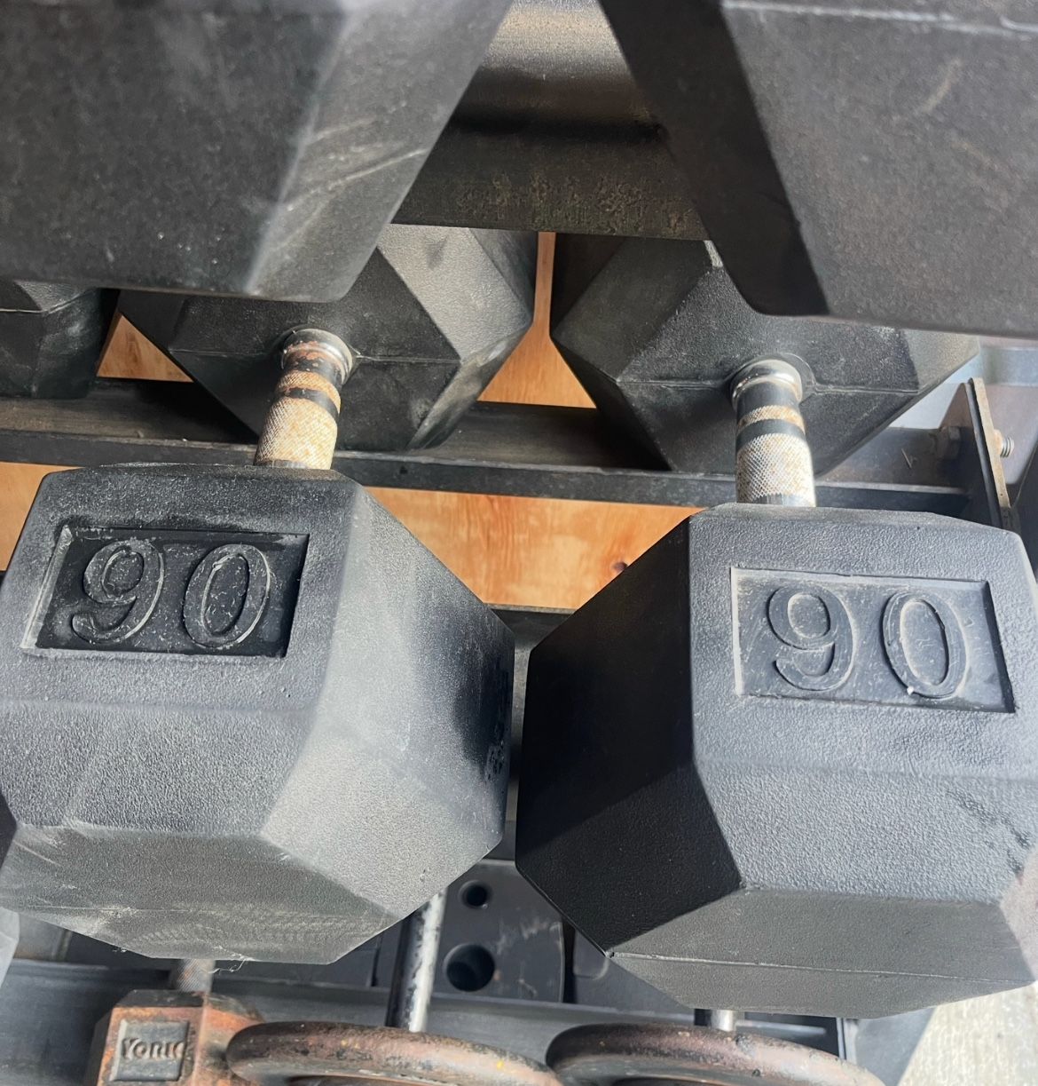 90 lbs Hex Dumbbell Weights….  Home Gym Fitness…