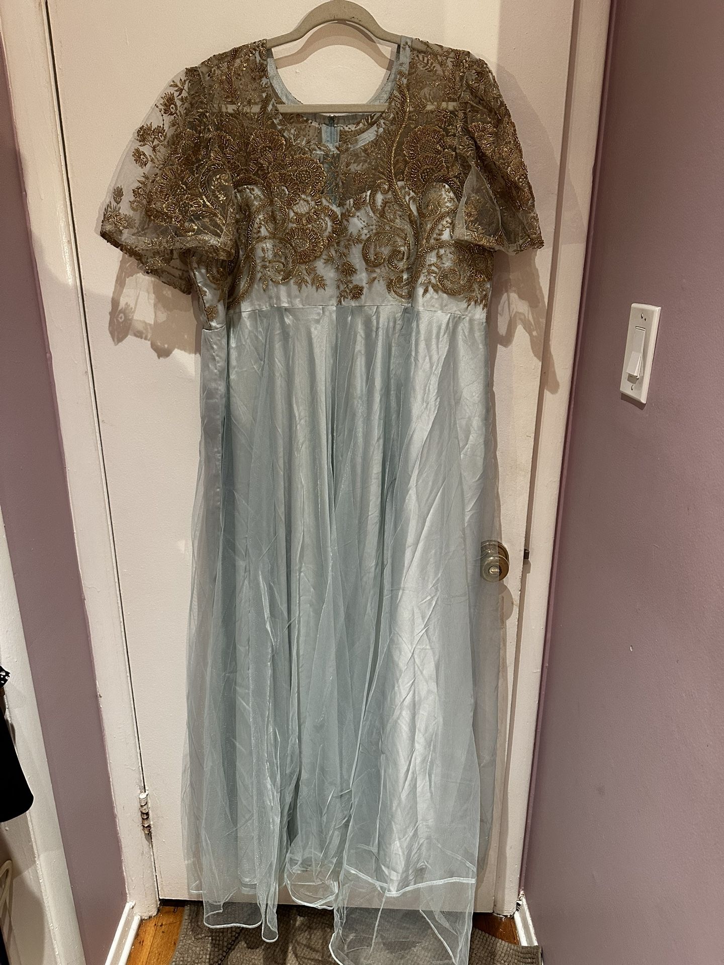Beautiful baby blue with gold work dress size XL/XXL