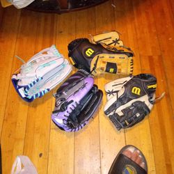 4 Baseball/Softball Gloves 