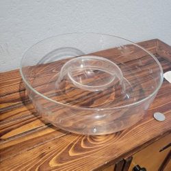 Princess House Chip And Dip Bowl Clear Crystal Handblown Heritage Pattern #401