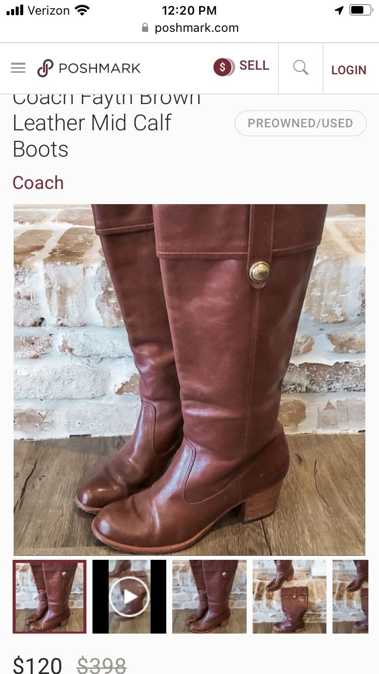 Coach Fayth Brown Leather Boots (size 7)