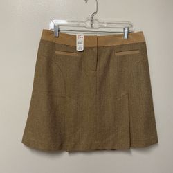 Women’s PHOEBE (Lord & Taylor) wool/polyester beige print skirt… Size 12… Waist 33”…Length 19 1/4”