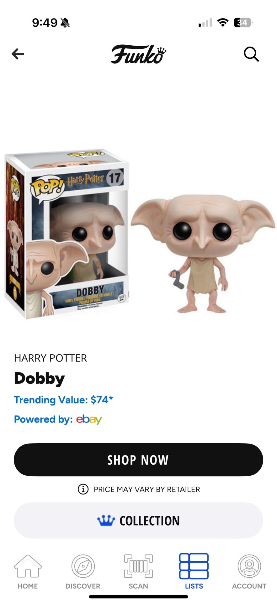 Funko Pop Harry Potter Dobby