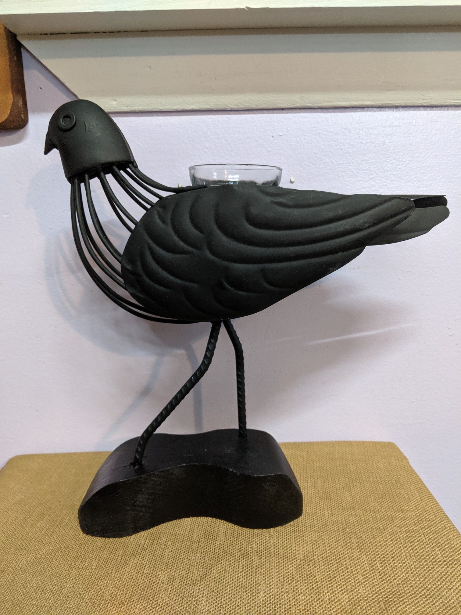 Metal Dove Shaped Candle Holder