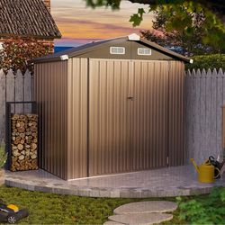 Brand New In Box 6.4 Ft. W x 3.6 Ft. D Steel Storage Shed with Door Lock