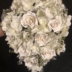 Wedding/Quinceanera Faux Flower Bouquet With Faux Jewels 