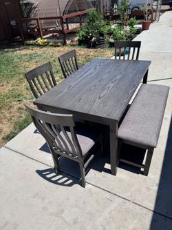 Gray dining room table