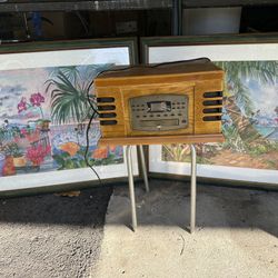2 Cuadros + Radio Madera Moderno Con Control FM Disco Casette 25$