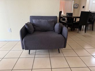 Gray Fabric Mid-Century Modern Accent Chair