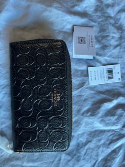 Coach Signature Leather Zip-Around Wallet