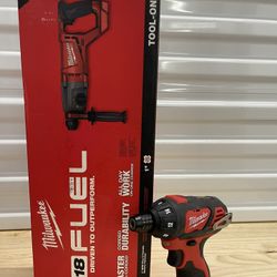 Milwaukee M18 Fuel SDS Plus D-Handle Rotary Hammer And M12 Cordless Electric Subcompact Driver 
