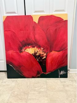Beautiful brand new large 40” by 40” floral wall art. Hanging hooks still covered. (MUST SELL TODAY)