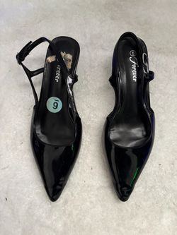 Forever Black Patent Slingback Heels Size 9