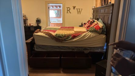 Dark Wood Kal King Bed Frame with Storage Drawers