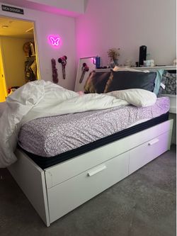 IKEA BRIMNES FULL Storage Bed Frame – White + Optional Mattress