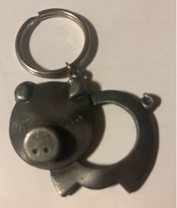 Silver-Tone Metal Pig Shaped Key Chain