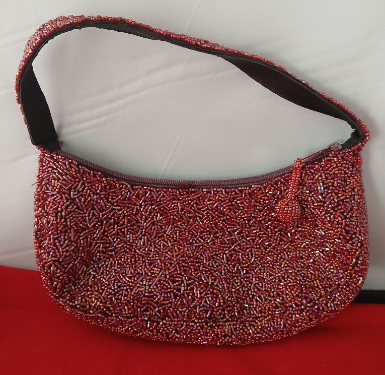 CARLO FELLINI BEADED EVENING BAG WITH SHOULDER STRAP 
