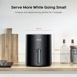 Dreo Air Fryer - 100℉ to 450℉, 4 Quart Hot Oven Cooker with 50 Recipes, 9 Cooking Functions on Easy Touch Screen, Preheat, Shake Reminder, 9-in-1 Digi