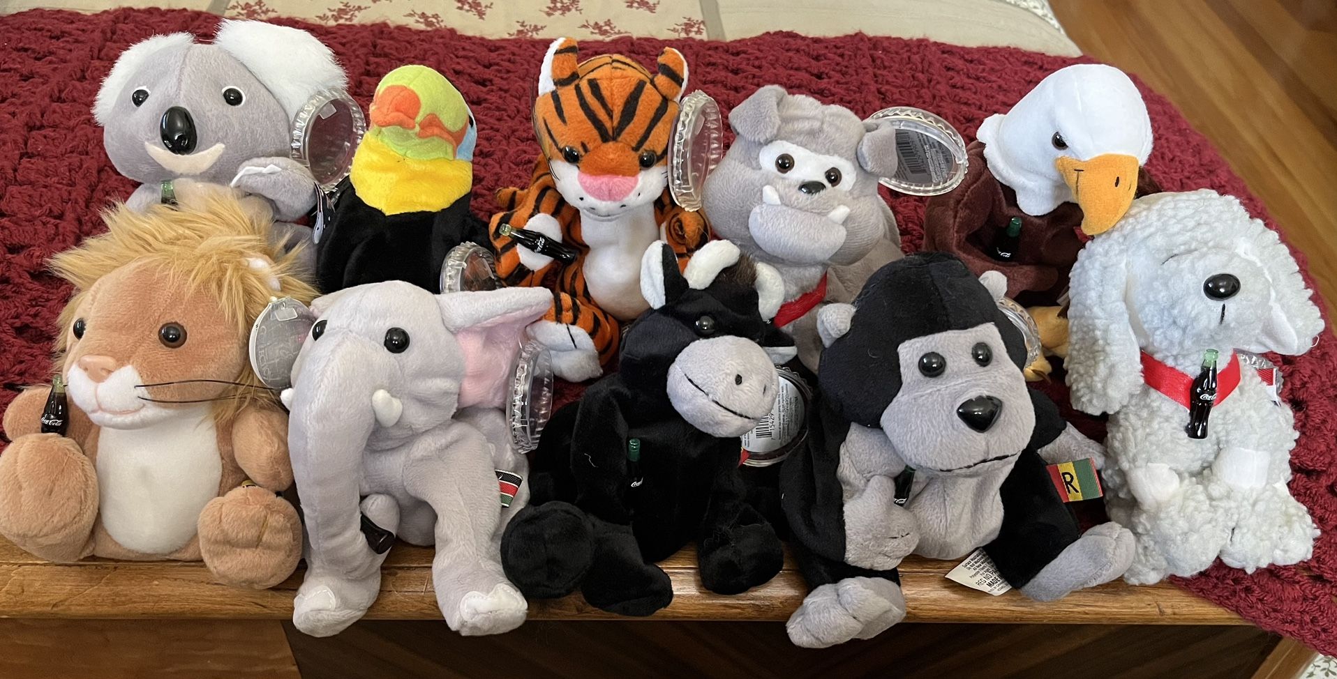 1998 International Coca Cola Bean Bag Beanies Plush Animals