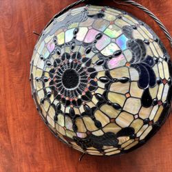 Tiffany Style Stained Glass Mosaic Hanging Lamp 15”