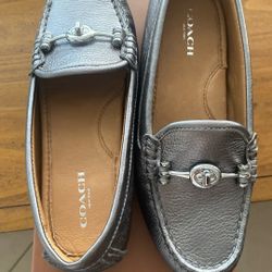 New Coach Arlene Metallic Tumbled Loafer Women Size 5M
