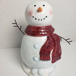 Snowman Ceramic Storage Container NICE!