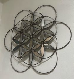 Flower of Life Mirror Wall Art – Sacred Geometry Metal Decor