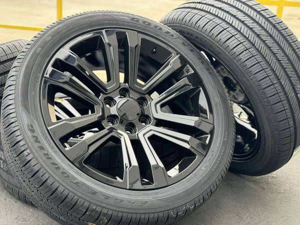 22" Black Wheels Rims Tires Chevy Silverado 1500 Tahoe Suburban GMC Sierra Denali Yukon Chevrolet