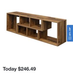 Abstract Living Room Bookcase Double L-Shaped Low Floor TV Stand with Multi Display Storage Shelves&Open Cubes Compartments 