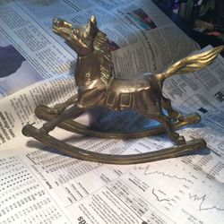 Vintage 1960s Brass Rocking Horse
