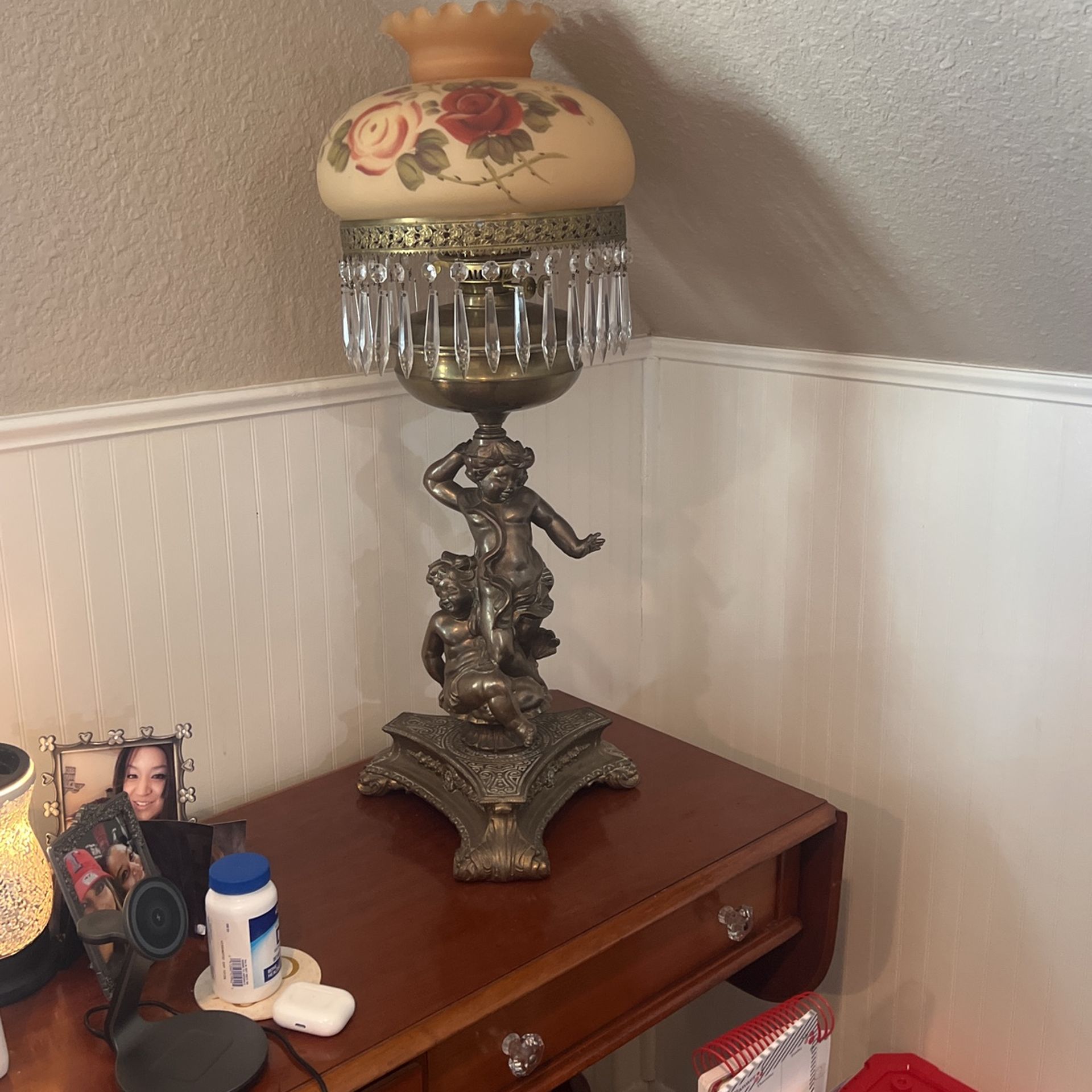 Brass Torchiere Lamp of Goddess Statue