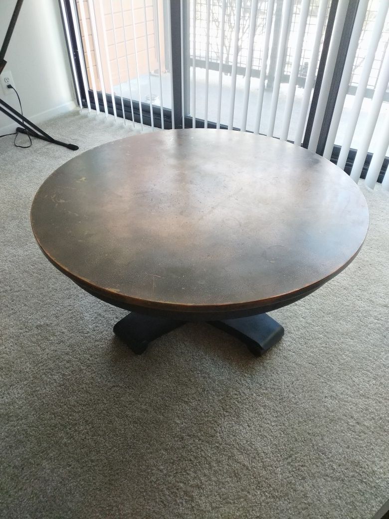 Bronze Color Metal Coffee Table (3ft Diameter, ~16.5" Tall)