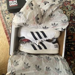adidas Superstar 80s Run-DMC “My Adidas” Color White Black Leather G48(contact info removed) Size US. 11.5
