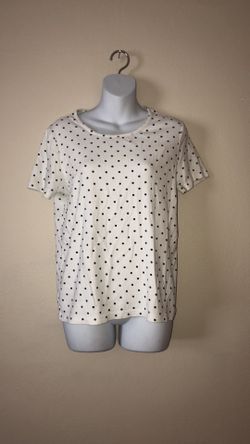 Size large (12-14) polka dot black & white shirt