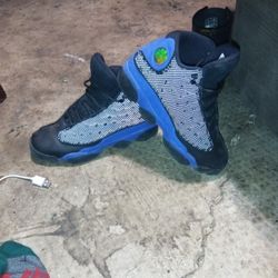 Air Jordan 13 leather high trainers Black Hyper Royal