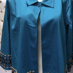 NWT Linea Size 1X Beaded Open Front Jacket 
