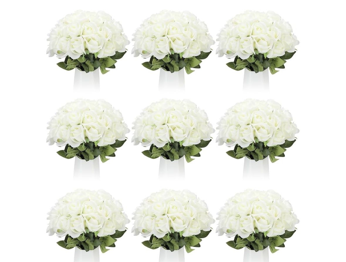 Artificial Roses Flowers (Creamy White) 