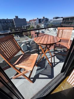3 piece acacia wooden table and chairs