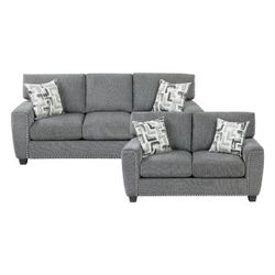 Brand new light or dark gray chenille sofa + loveseat 2PCs set