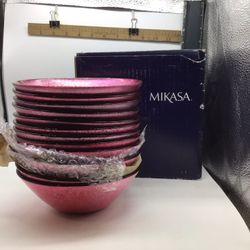 💎MIKASA 💎 💘12 -  Pieces  💘💗Pink / GALA ROSE   6” Bowl Set 💗 💎 Like New  💎