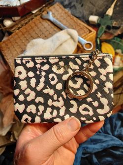 Victoria's Secret black, pink, and white leopard print key and credit card holder