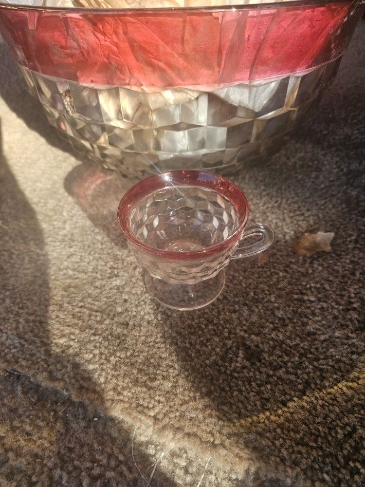 Vintage Punch Bowl And Glasses