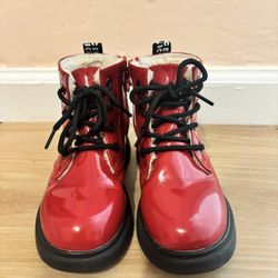 Kids Youth Ankle Boots Red Fleece Inside Warm