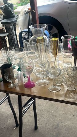 Mixed Glassware Lot – Glasses, Vases & More