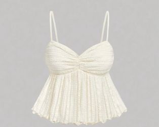 Womens SHEIN lace boho vintage style babydoll cropped tank top