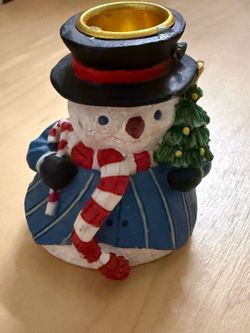 Christmas Snowman Candle Holder By Robert Alan Candle Co. Festive Winter