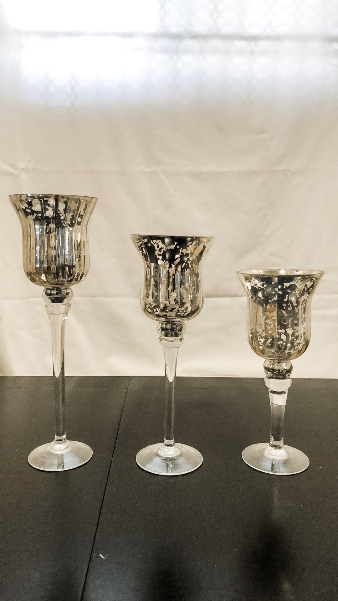 Silver mercury glass candlesticks Wedding Centerpieces