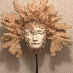 Coral Stone Face Art Piece 