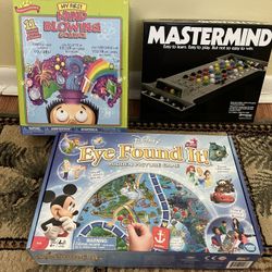 3 Kids Games. Hardly Used. Mastermind, Eye Found It, And Mind Blowing Science. All In Very Good Condition 