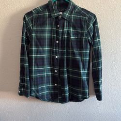 The Children's Place Boys, Long Sleeve Plaid Button Up Shirt, Green, And Black Stripes